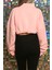 Kadın Baskılı Kuş Gözü Detaylı Kalın Şık Modern Crop Sweatshirt 2