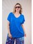 Kadın Büyük Beden Beria V Yaka Bluz Mavi 1