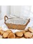 El Yapımı Hasır Kulplu Çok Amaçlı Dekoratif Dikdörtgen Sepet, Hasır Kulplu Ekmek Sepeti (27X18X8CM) 1