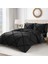 Couture Yorgan Seti - Fırfır 3 Parça Yıkanabilir Ters Çevrilebilir Yatak Yorgan Seti, Siyah 1