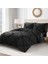 Couture Yorgan Seti - Fırfır 3 Parça Yıkanabilir Ters Çevrilebilir Yatak Yorgan Seti, Siyah 3