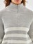 Yeni Sezon Dik Yaka Çizgili Kadın Triko Kazak 3