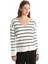 Yeni Sezon V Yaka Çizgili Uzun Kollu Kadın Triko Kazak 1