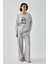 Kadın Gri Terazi Burcu Oversize 2 Iplik Eşofman Ev Giyim Takımı 1