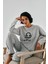 Kadın Gri Terazi Burcu Oversize 2 Iplik Eşofman Ev Giyim Takımı 4