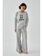 Kadın Gri Ikizler Burcu Oversize 2 Iplik Eşofman Ev Giyim Takımı 3
