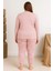 Kadın Büyük Beden 0250 Raporlu Pijama Takımı Gül Kurusu 2