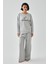 Kadın Gri Yay Burcu Oversize 2 Iplik Eşofman Ev Giyim Takımı 3