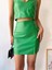 Sptrns Tek Yırtmaçlı Arkadan Fermuarlı Deri Etek Yeşil S24475 (Beden: M) 3