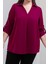 Kadın Büyük Beden V Gömlek Yaka Mor Bluz 2