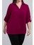 Kadın Büyük Beden V Gömlek Yaka Mor Bluz 5