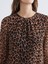 Yeni Sezon Bisiklet Yaka Leopar Desenli Büzgülü Bluz 3