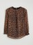 Yeni Sezon Bisiklet Yaka Leopar Desenli Büzgülü Bluz 5