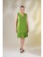 Kadın Büyük Beden Eteği Pileli Yeşil Elbise 2