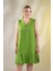 Kadın Büyük Beden Eteği Pileli Yeşil Elbise 4