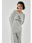 Kadın Gri Oğlak Burcu Oversize 2 Iplik Eşofman Ev Giyim Takımı 2