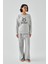 Kadın Gri Boğa Burcu Oversize 2 Iplik Eşofman Ev Giyim Takımı 1