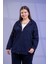 Kadın Büyük Beden Grogrenli-Fermuarlı Kapşonlu Lacivert Sweat 5