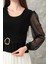 Yzlal Tokalı Tül Kollu Bluz Siyah T4071 (Beden: S) 3