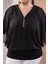 Kadın 3330365 Fermuarlı Şifon Bluz Siyah 3