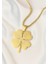 Altın Renk Çelik Dört Yapraklı Yonca Figürlü Zincir Kolye- 60 cm 2