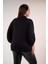 Kadın Büyük Beden Yaka Detaylı Siyah Bluz 4