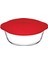 Plastik Kırmızı Kapaklı, Yuvarlak Şeffaf Fırın Kabı, 1.45 Litre 1