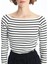 Yeni Sezon Kayık Yaka Çizgili Kadın Body 3