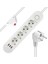 Akım Korumalı Priz, 4’lü Priz,1.5 Metre Kablolu, 3 Usb’li 3000W, 16 Amper, Kablo Üstünde Koruma Sigortalı, Çocuk Korumalı, Topraklı (Beyaz-4) 3