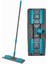 Saplı, Mikrofiber Bezli Mop - 140 cm Uzunluktaki Teleskobik Sapi ve 360 Derece Dönebilen Uzayıp Kıslan Sap, Istediğin Bezi Tak Kullan Yedek Bezli Döner Saplı Mandallı Mop - (Mavi) 2