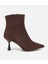 01BOH312650A480 KADIN Süet Deri Kahverengi Dikiş Detaylı Sivri Kısa Topuklu Bot 1