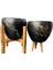 Tasarımı Ev Dekorasyon Siyah Üzeri Mermer Efektli Toprak Saksı Saksılık Salon Çiçeklik Ikili Set 3 Ayaklı- 4 Ayaklı- 15 cm 1