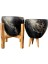 Tasarımı Ev Dekorasyon Siyah Üzeri Mermer Efektli Toprak Saksı Saksılık Salon Çiçeklik Ikili Set 3 Ayaklı- 4 Ayaklı- 15 cm 3