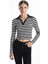 Yeni Sezon Polo Yaka Çizgili Uzun Kollu Kadın Tişört 1