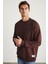 TRAVIS Erkek Organik Kumaşlı Yumuşacık Regular Fit Yuvarlak Yakalı Koyu Kahverengi Sweatshirt 2