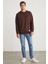 TRAVIS Erkek Organik Kumaşlı Yumuşacık Regular Fit Yuvarlak Yakalı Koyu Kahverengi Sweatshirt 3