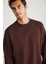 TRAVIS Erkek Organik Kumaşlı Yumuşacık Regular Fit Yuvarlak Yakalı Koyu Kahverengi Sweatshirt 4