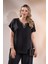 Kadın Büyük Beden Yaka Pul Payetli Siyah Bluz 5