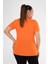 Kadın Büyük Beden V Yaka Basic Turuncu Bluz 3