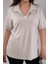 Kadın 1112038 Büyük Beden Gömlek Yaka Bej Bluz 5