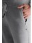 Kaşmir-Ipek-Yün Karışım M Desenli Açık Gri Triko Pantolon 5