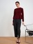 10824 Bisiklet Yaka Peplum Triko Top-Koyu Bordo 2