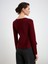 10824 Bisiklet Yaka Peplum Triko Top-Koyu Bordo 5