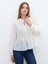 Yeni Sezon Bağlamalı Yaka Dokulu Kadın Bluz 1
