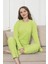 Pamuklu Kalın Kışlık Interlok Şeritli Uzun Kollu Örme Pijama Takımı 1