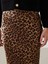 Yeni Sezon Standart Fit Leopar Desenli Saten Kadın Etek 5