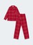 Yeni Sezon Gömlek Yaka Ekose Kadın Pijama Takımı 4