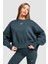 Sportswear Essantial Collection Oversize Kesim Petrol Mavisi Kadın Sweatshrit 2