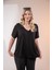 Kadın Büyük Beden Kol Detaylı Bluz Siyah 2
