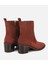 01BOH313130A440 KADIN Süet Deri Taba Sivri Burunlu Lastik Detaylı Topuklu Bot 4